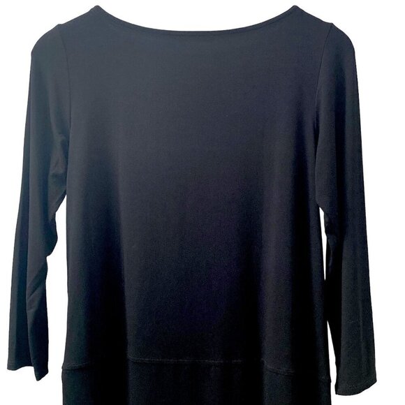 Eileen Fisher Black Tee Size XS/S Cotton Tunic T-shirt Long Sleeve - Picture 4 of 9